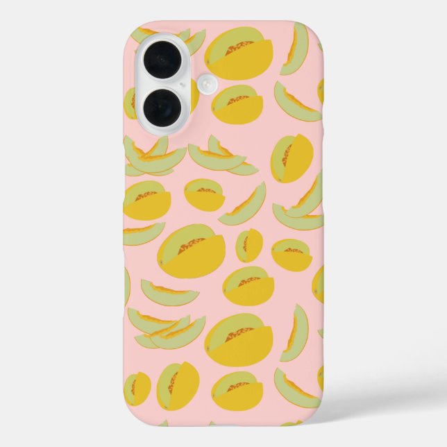 Funda iPhone 16 Patrón de frutas de Melones de Honeydew (Reverso )