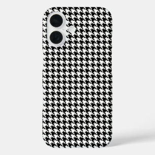 Funda iPhone 16 Patrón de gallos geométricos en blanco y negro