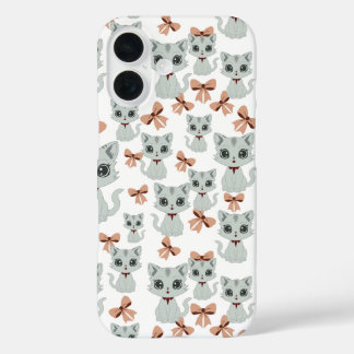 Funda iPhone 16 Patrón de gato animado