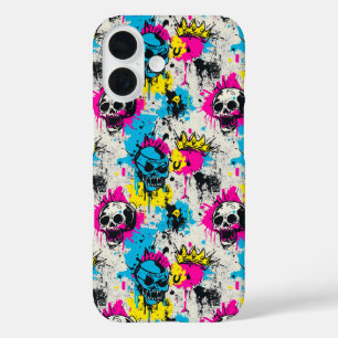 Funda iPhone 16 Patrón de grafiti con colores neón y grunge urbano