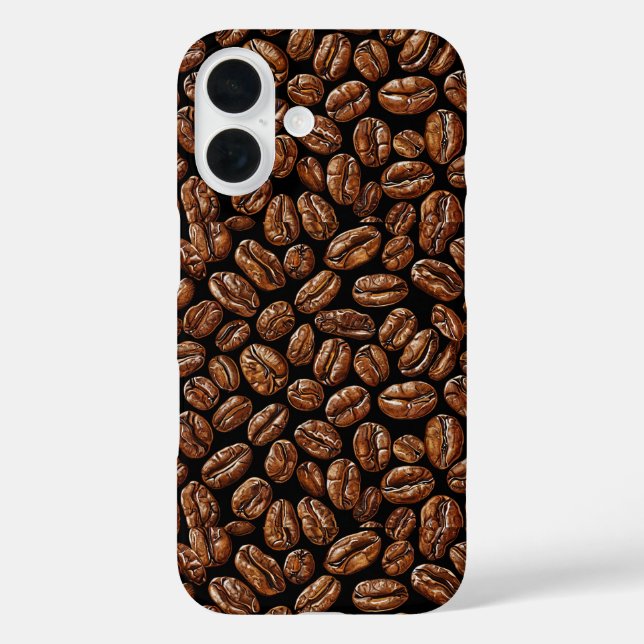 Funda iPhone 16 Patrón de granos de café (Reverso )