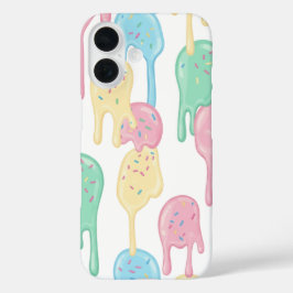 Funda iPhone 16 Patrón de helado derretido y sprinkles 