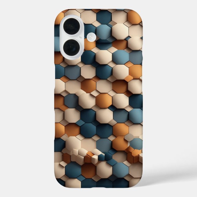 Funda iPhone 16 Patrón de hexágono (Reverso )