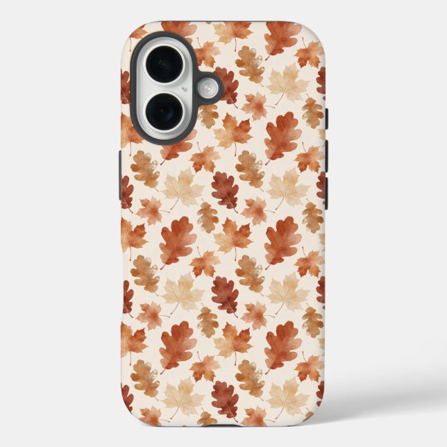 Funda iPhone 16 Patrón de hoja de otoño acogedor (Reverso )
