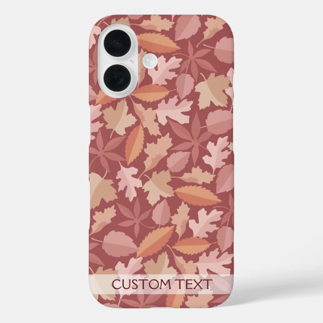 Funda iPhone 16 Patrón de hojas de Marsala (Reverso )