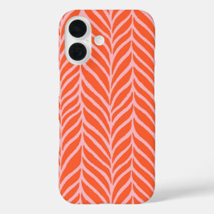 Funda iPhone 16 Patrón de hojas de palma y rosa