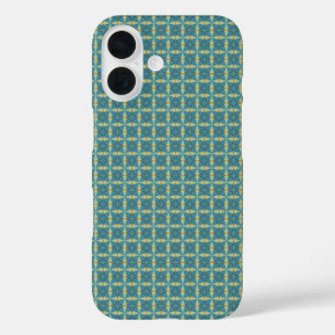 Funda iPhone 16 Patrón de hojas simples en azul