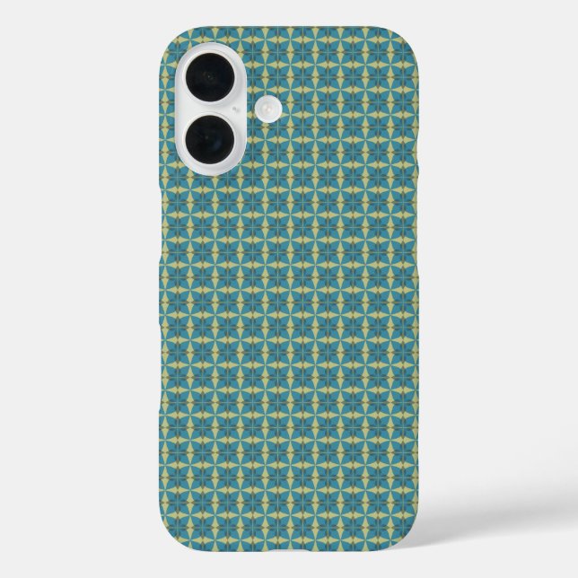 Funda iPhone 16 Patrón de hojas simples en azul (Reverso )