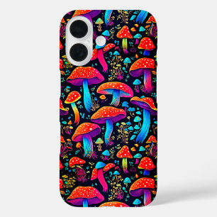 Funda iPhone 16 Patrón de hongos Groovy