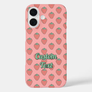 Funda iPhone 16 Patrón de iconos de fresa