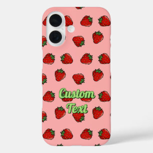 Funda iPhone 16 Patrón de iconos de fresa