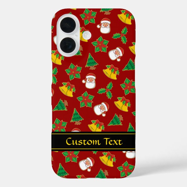 Funda iPhone 16 Patrón de iconos de navidades (Reverso )
