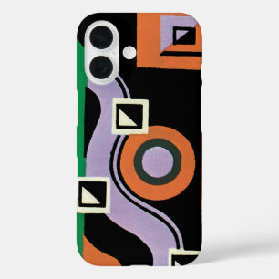 Funda iPhone 16 Patrón de ilustración vintage Art Deco Jazz Pochoi