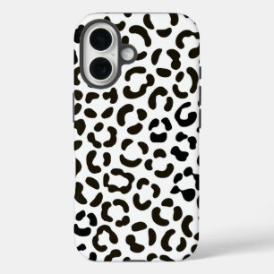 Funda iPhone 16 Patrón de impresión de leopardo blanco y negro de