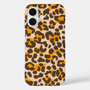 Funda iPhone 16 Patrón de impresión de piel de leopardo Mostaza Ma
