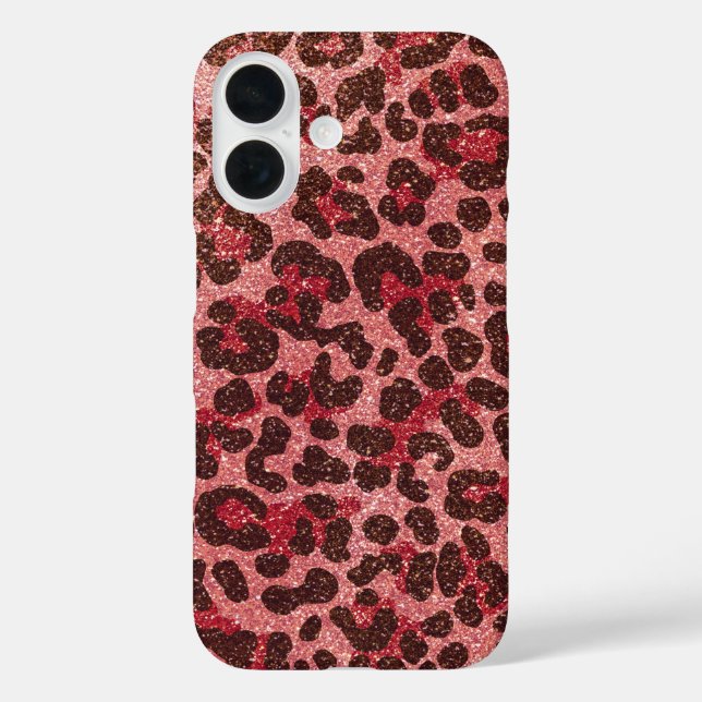 Funda iPhone 16 Patrón de impresión Leopardo con Purpurina de oro  (Reverso )