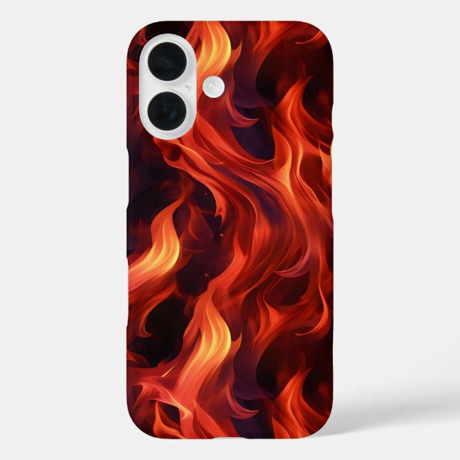 Funda iPhone 16 Patrón de incendio de llama (Reverso )