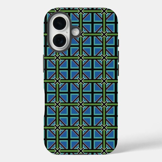 Funda iPhone 16 Patrón de kt celta verde de Aqua Blue Moss (Reverso )