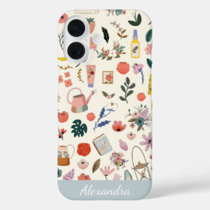 Funda iPhone 16 Patrón de la naturaleza de la belleza botánica per