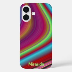 Funda iPhone 16 Patrón de línea multicolor rojo