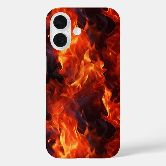Funda iPhone 16 Patrón de llama de fuego (Reverso )