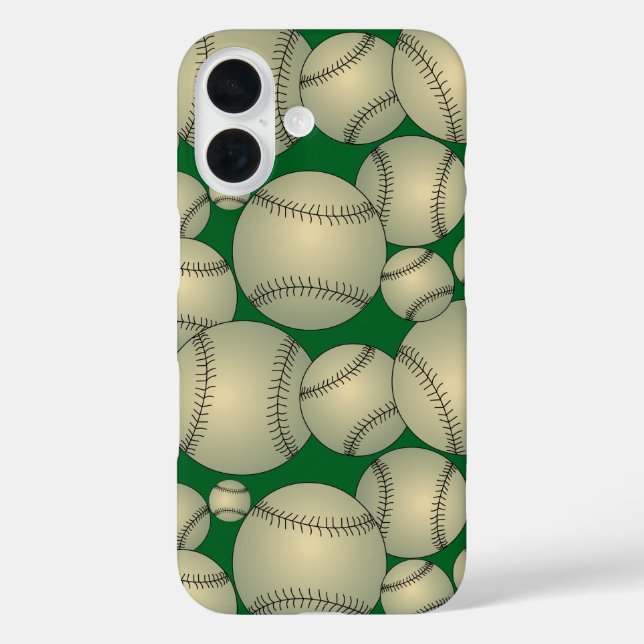 Funda iPhone 16 Patrón de los Baseballs coloridos (Reverso )