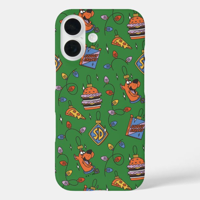 Funda iPhone 16 Patrón de Luces de Snack Navideños de Scooby-Doo (Reverso )