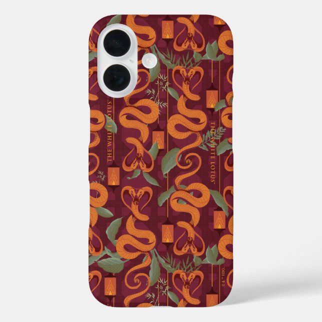 Funda iPhone 16 Patrón de lujo serpenteante: el Lotus blanco (Reverso )