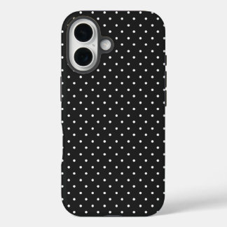 Funda iPhone 16 Patrón de lunares negro y blanco continuo