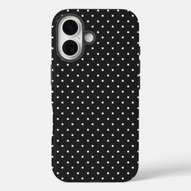 Funda iPhone 16 Patrón de lunares negro y blanco continuo  (Reverso )