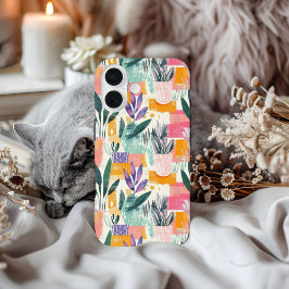 Funda iPhone 16 Patrón de macetas de jardín estilo Fuavismo