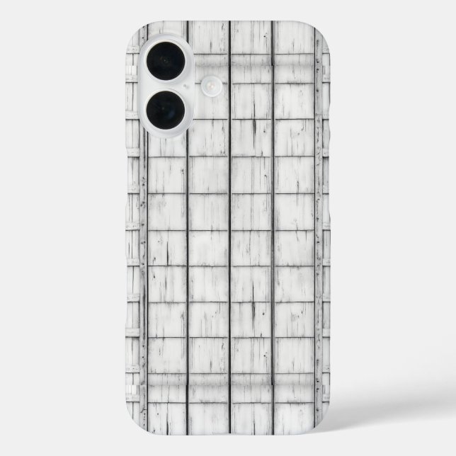 Funda iPhone 16 Patrón de madera blanqueada simétrico (Reverso )