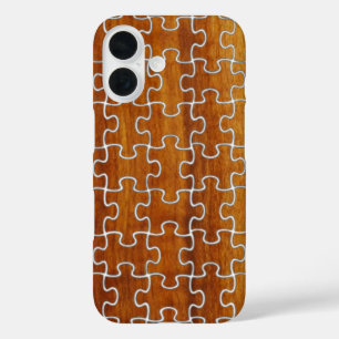 Funda iPhone 16 Patrón de madera como Puzzle