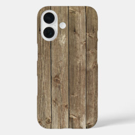 Funda iPhone 16 Patrón de madera marrón Handsome Zen