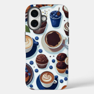 Funda iPhone 16 Patrón de magdalena de chocolate y café estético