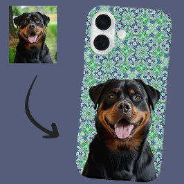 Funda iPhone 16 Patrón de Mandala Verde Foto de Mascota Perro Pers