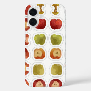 Funda iPhone 16 patrón de manzanas manzana mordida podrida