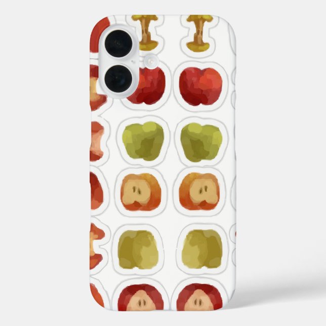 Funda iPhone 16 patrón de manzanas mordidas manzana podrida (Reverso )
