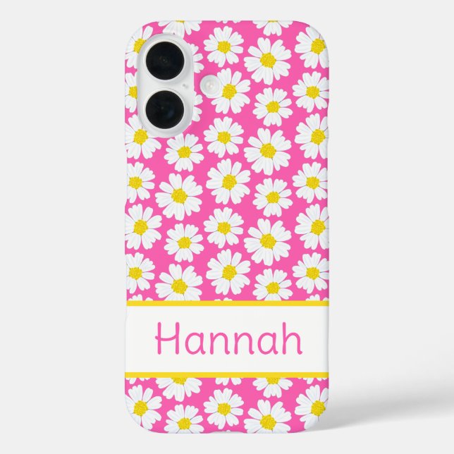 Funda iPhone 16 Patrón de margarita de moda (Reverso )