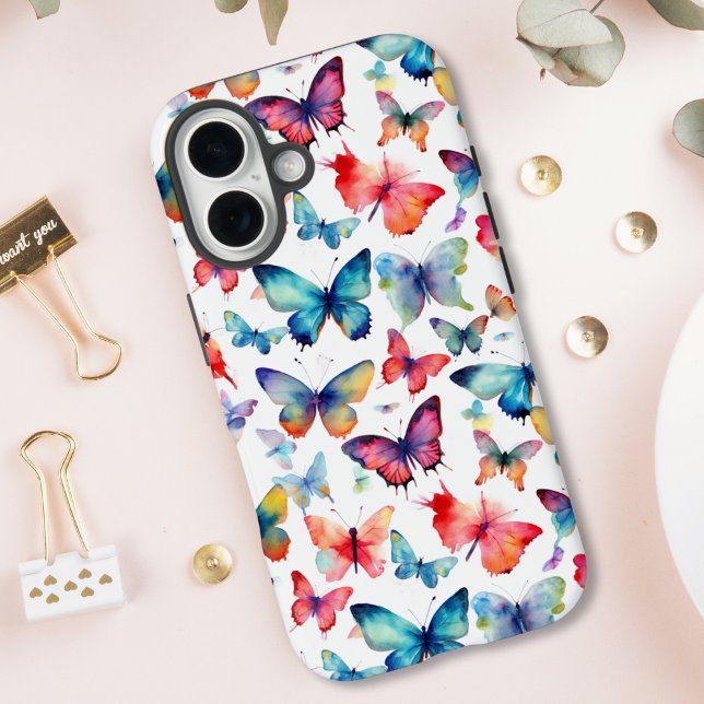 Funda iPhone 16 Patrón de mariposa en acuarela (Subido por el creador)