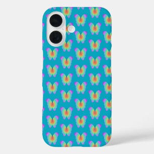 Funda iPhone 16 Patrón de mariposas color arcoiris