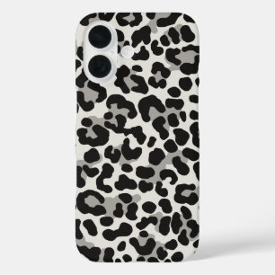 Funda iPhone 16 Patrón de moda blanco de impresión Leopardo de nie