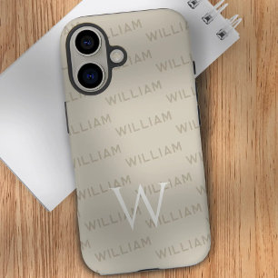 Funda iPhone 16 Patrón de monograma Tipografía moderna