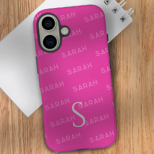 Funda iPhone 16 Patrón de monograma Tipografía moderna