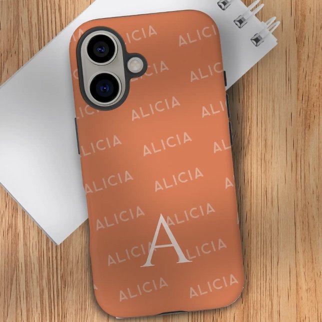 Funda iPhone 16 Patrón de monograma Tipografía moderna (Subido por el creador)