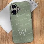 Funda iPhone 16 Patrón de monograma Tipografía moderna<br><div class="desc">Presentamos este elegante y elegante funda para iPhone 16, con un moderno modelo de monograma diseñado con simplicidad y elegancia en mente. El funda muestra un patrón de nombres personalizado utilizando un tipo de letra limpio y contemporáneo, lo que lo convierte en el accesorio perfecto para aquellos que valoran tanto...</div>