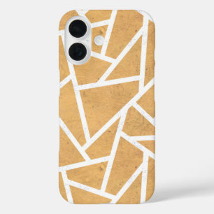 Funda iPhone 16 Patrón de mosaico amarillo y blanco