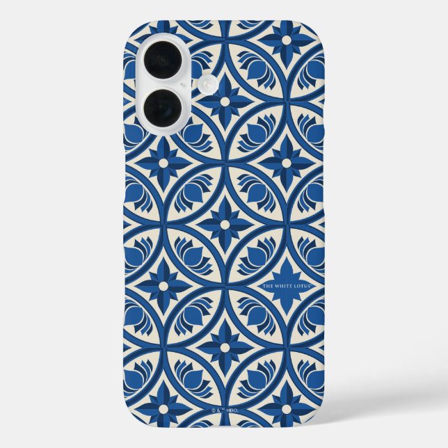 Funda iPhone 16 Patrón de mosaico de Lotus mediterráneo - El Lotus (Reverso )