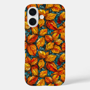 Funda iPhone 16 Patrón de mosaico de otoño