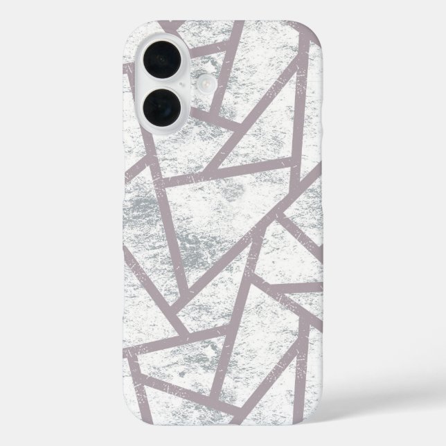 Funda iPhone 16 patrón de mosaico gris pálido (Reverso )